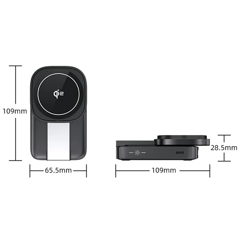 C40 Qi2 Magnetic Wireless Charger for iPhone / Apple Watch / AirPods 3 in 1 Foldable 15W Fast Charging Dock with LED Warm Light - Black