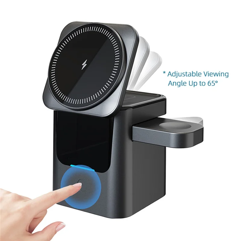 Station de charge sans fil 3 en 1 magnétique pliable avec base rotative