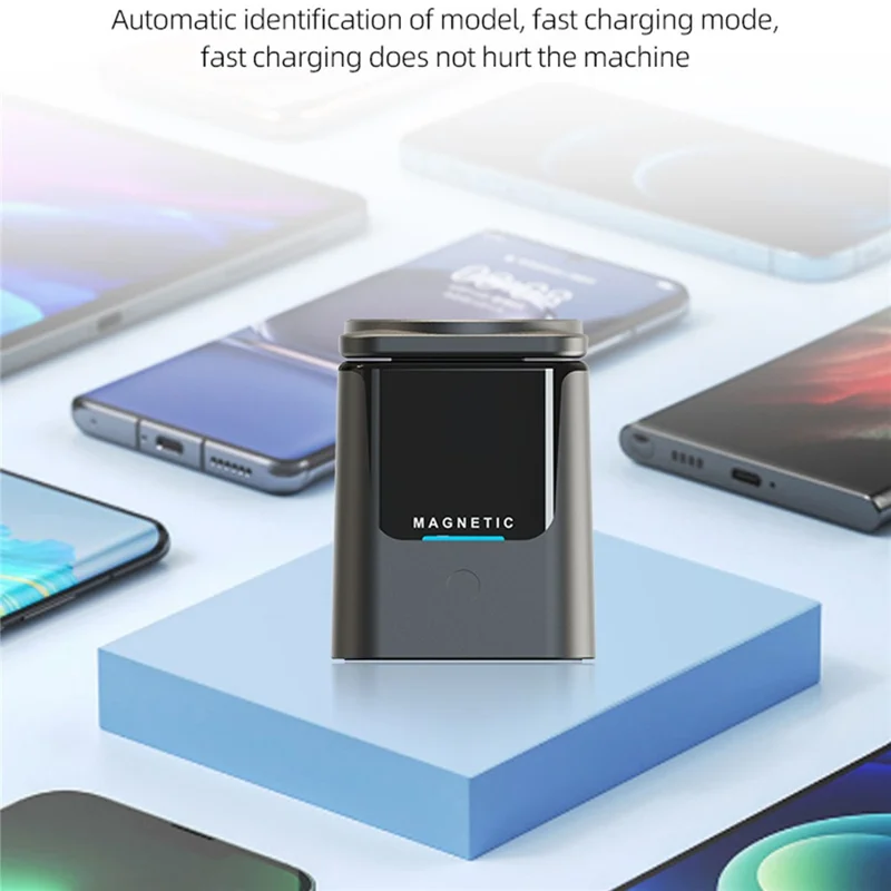 Station de charge sans fil 3 en 1 magnétique pliable avec base rotative
