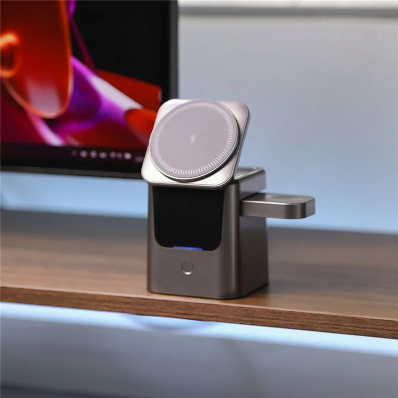 Station de charge sans fil 3 en 1 magnétique pliable avec base rotative
