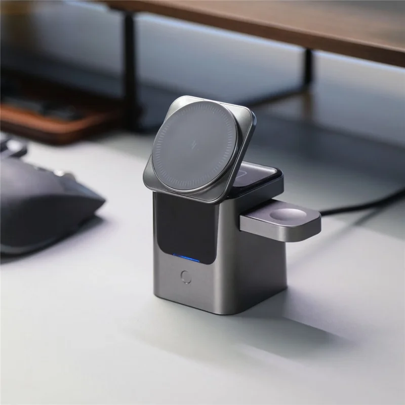 Station de charge sans fil 3 en 1 magnétique pliable avec base rotative