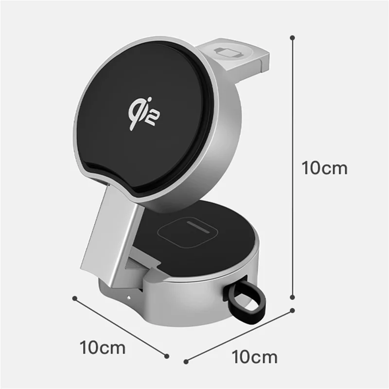 3 in 1 Magnetic Wireless Charger Phone Watch Earbuds Foldable Charging Station Dock - Silver Grey