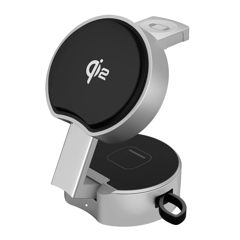 3 in 1 Magnetic Wireless Charger Phone Watch Earbuds Foldable Charging Station Dock - Silver Grey