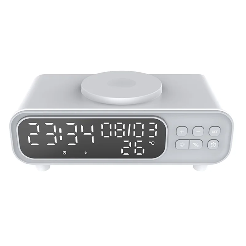 D15 Multifunctional 15W Wireless Charging Station with Night Light Alarm Clock Calendar Temperature Display