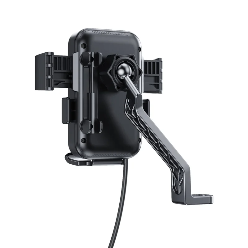 Motorcycle Phone Mount Holder 15W Wireless Charger with Sunshade for Delivery Riders Navigation