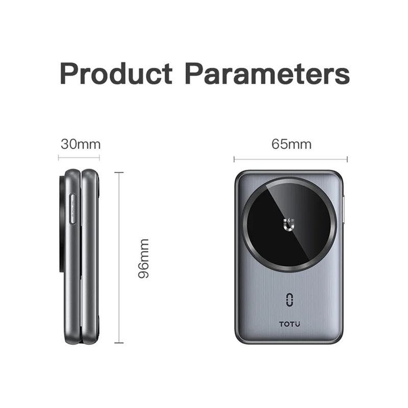 TOTU CW-4-W Wireless Charging Station 3 in 1 Magnetic Folding Charger Stand for Phone Watch Earbuds - Grey