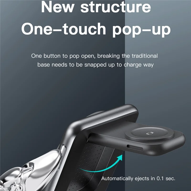 TOTU CW-4-W Wireless Charging Station 3 in 1 Magnetic Folding Charger Stand for Phone Watch Earbuds - Grey