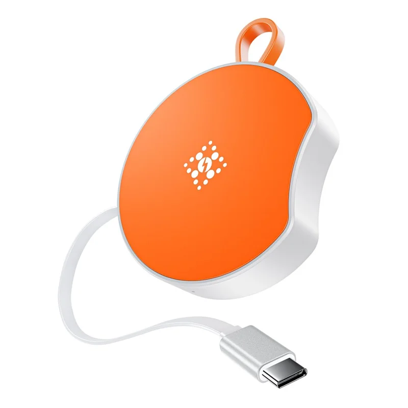 B-31 15W Wireless Charger Portable Fast Charging Dock Built In 100cm Retractable USB-C Cable - Orange