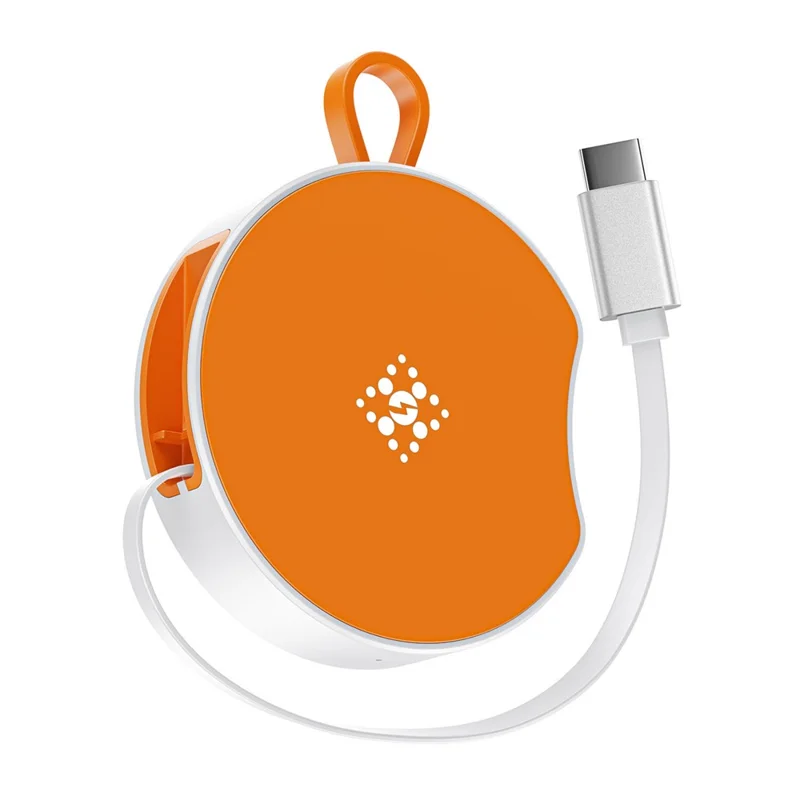 B-31 15W Wireless Charger Portable Fast Charging Dock Built In 100cm Retractable USB-C Cable - Orange