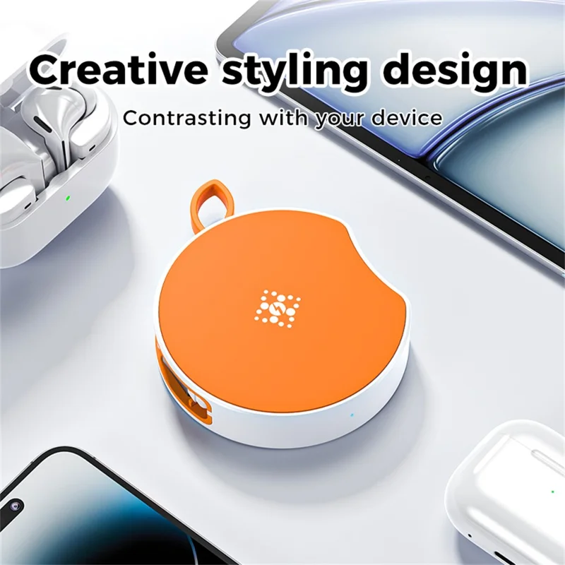 B-31 15W Wireless Charger Portable Fast Charging Dock Built In 100cm Retractable USB-C Cable - Orange