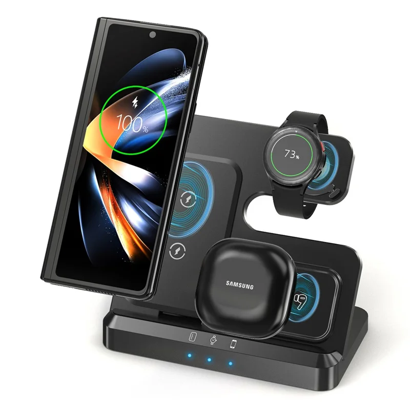 LJ-S80 Foldable Wireless Charger for Phone  /  Watch  /  Earbuds Magnetic Fast Charging Dock - Black