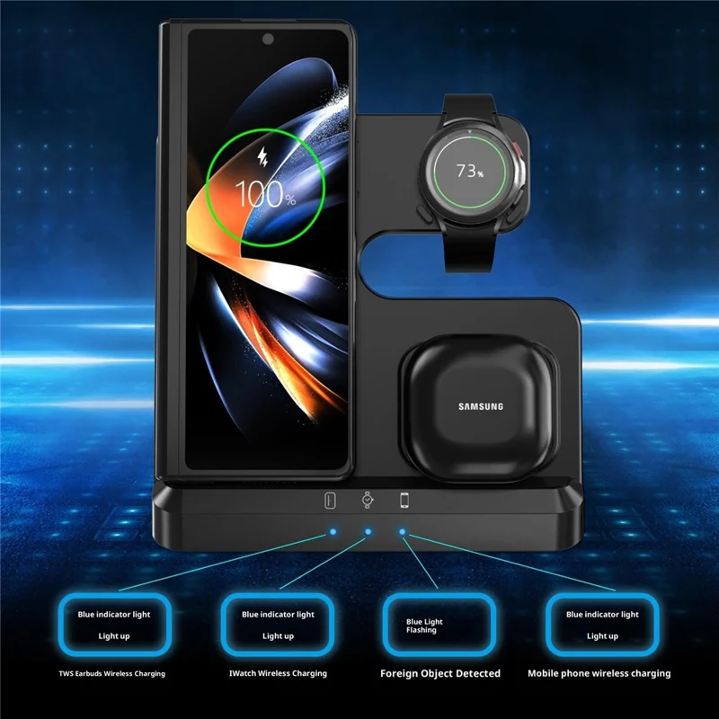 LJ-S80 Foldable Wireless Charger for Phone  /  Watch  /  Earbuds Magnetic Fast Charging Dock - Black