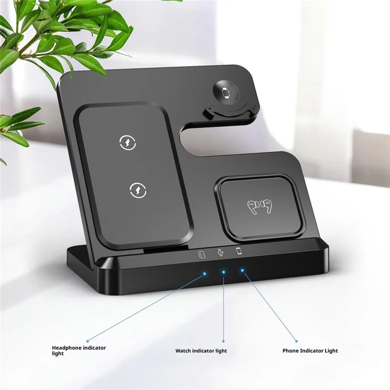 LJ-S80 Foldable Wireless Charger for Phone  /  Watch  /  Earbuds Magnetic Fast Charging Dock - Black