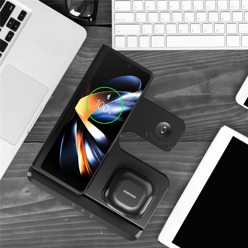 LJ-S80 Foldable Wireless Charger for Phone  /  Watch  /  Earbuds Magnetic Fast Charging Dock - Black