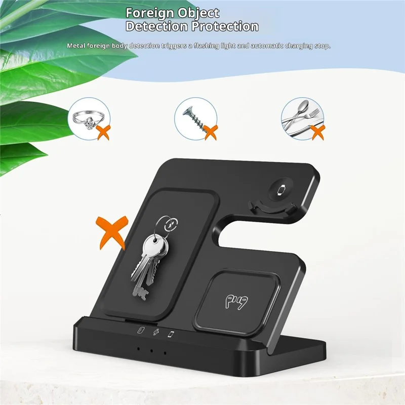 LJ-S80 Foldable Wireless Charger for Phone  /  Watch  /  Earbuds Magnetic Fast Charging Dock - Black