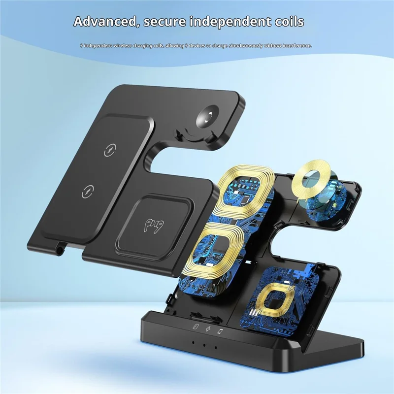 LJ-S80 Foldable Wireless Charger for Phone  /  Watch  /  Earbuds Magnetic Fast Charging Dock - Black