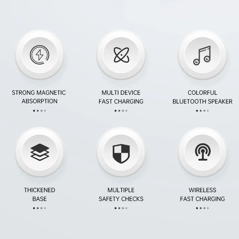 Qi2.2 25W Wireless Magnetic Charger Charging Station with Bluetooth-compatible Speaker and Night Light for Phones / Earbuds / Watches - White