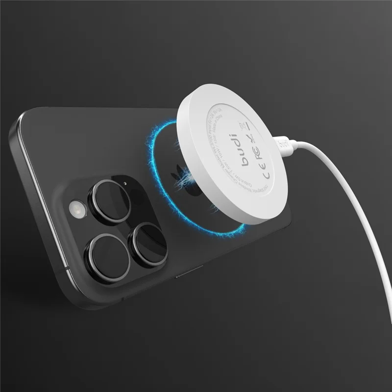 Chargeur sans fil BUDI WL3700W 15W Charge rapide Pad avec câble détachable de 1,2 m / Support de bague
