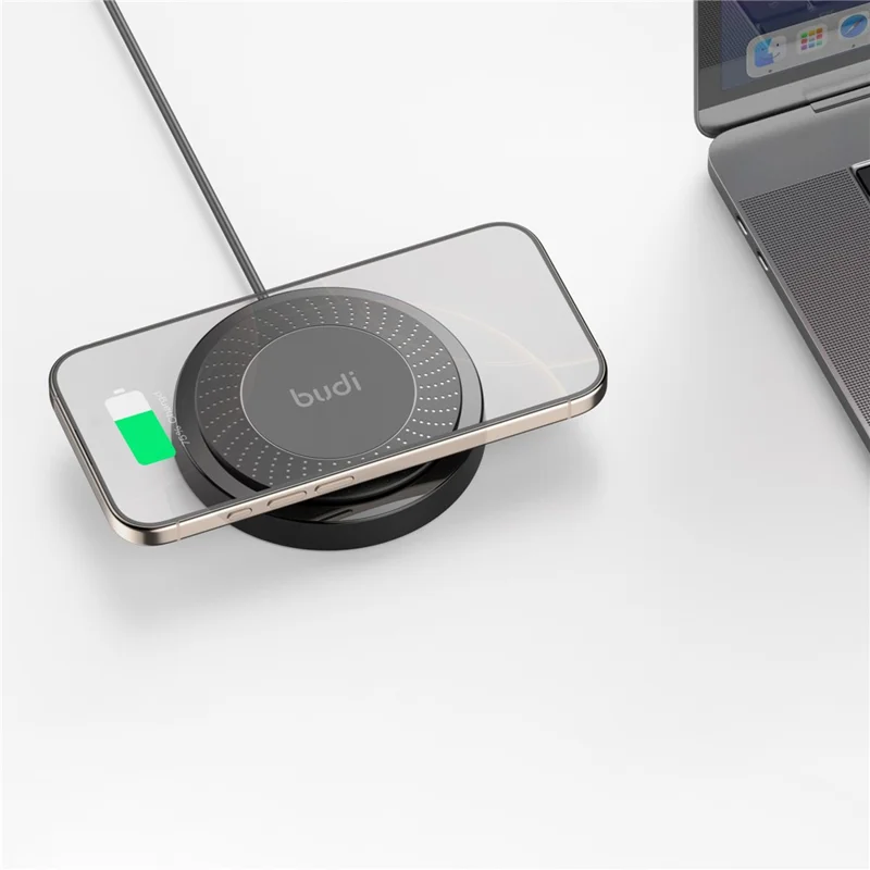 Caricabatterie wireless BUDI WL3000B 15W Caricatore rapido Pad portatile per telefono