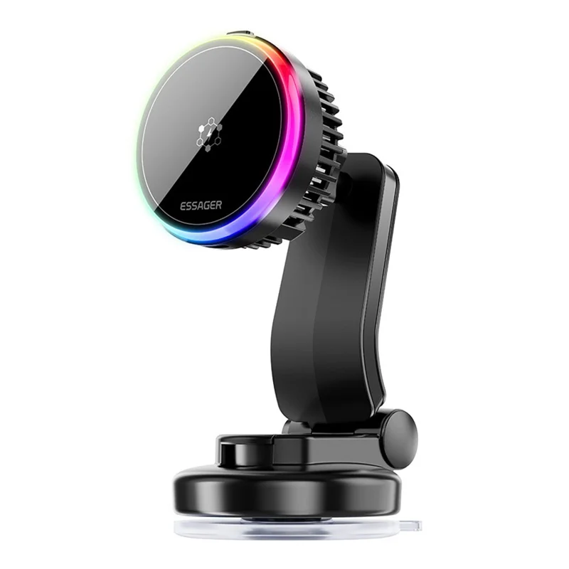 ESSAGER 15W Chargeur sans fil magnétique pour voiture Rotation 360° Banque d'alimentation de refroidissement TEC