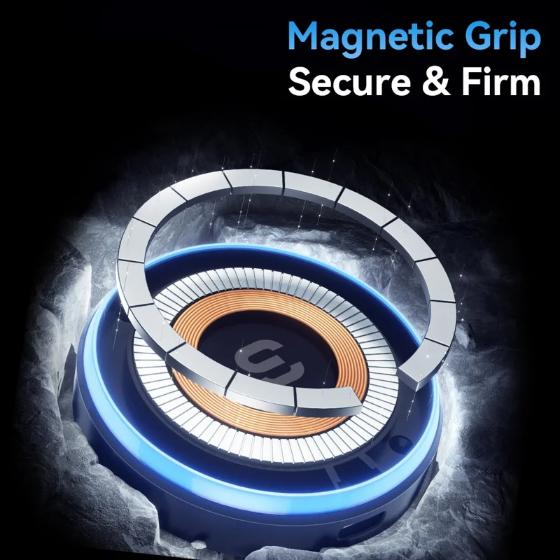 ESSAGER 15W Chargeur sans fil magnétique pour voiture Rotation 360° Banque d'alimentation de refroidissement TEC