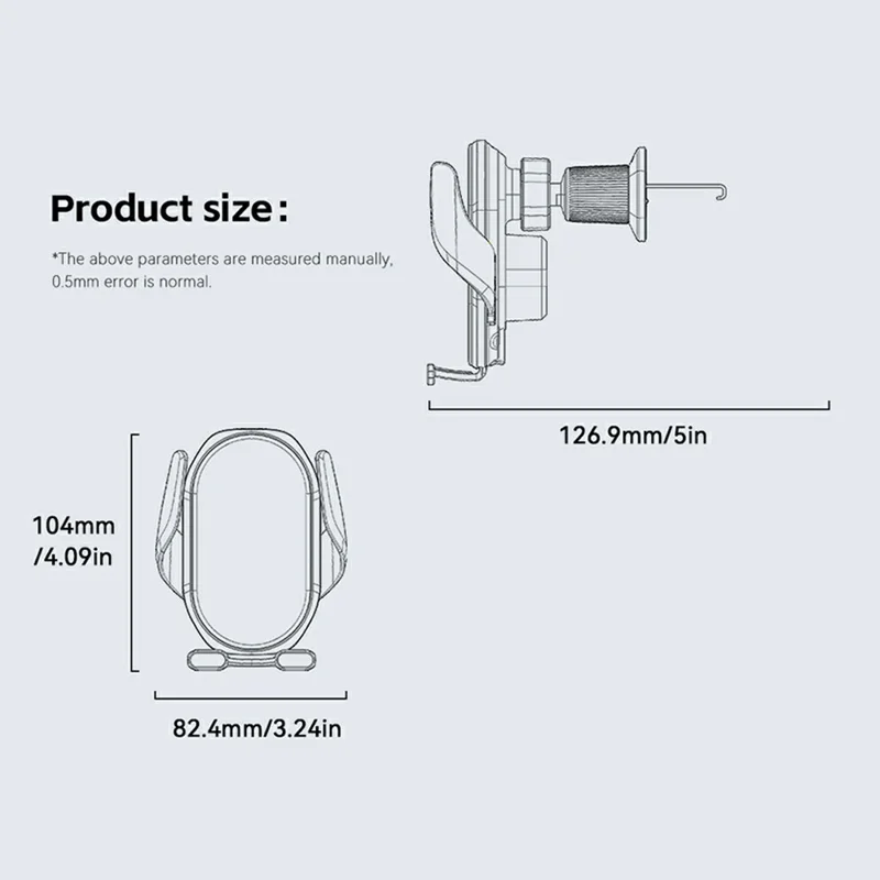 ESSAGER 15W Wireless Charger Car Mount Air Vent Clip Wireless Charger Stand 360° Rotation