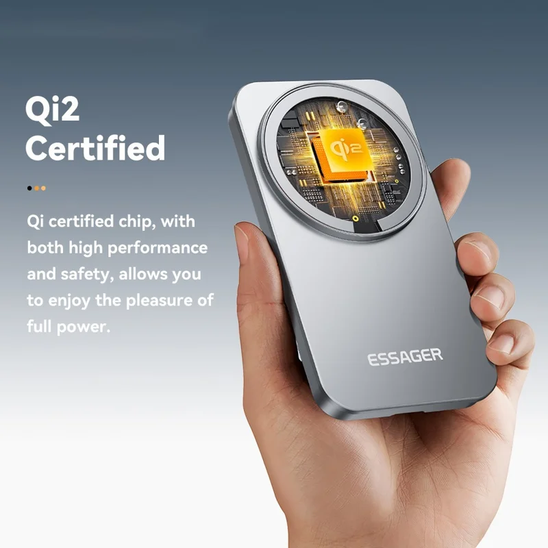 ESSAGER 2 in 1 Qi2 Desktop Magnetic Wireless Charger with Foldable Stand 15W Fast Charging Station