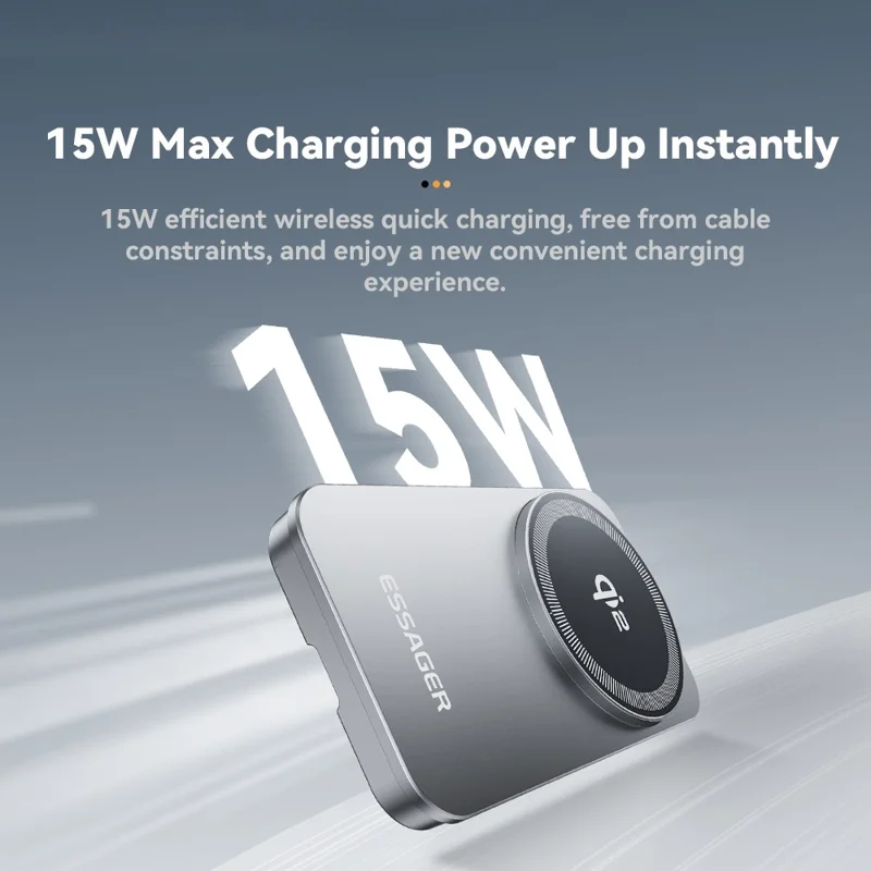 ESSAGER 2 in 1 Qi2 Desktop Magnetic Wireless Charger with Foldable Stand 15W Fast Charging Station