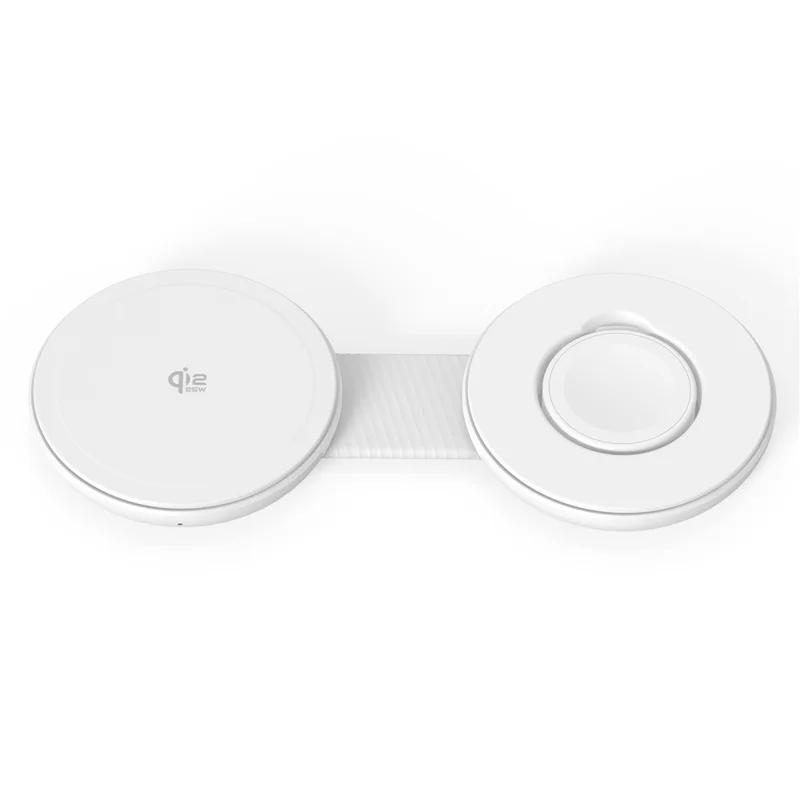 M40 Caricatore wireless magnetico 2 in 1 25W Ricarica rapida Pieghevole 5W per Auricolari iPhone AirPods Apple Watch - Bianco