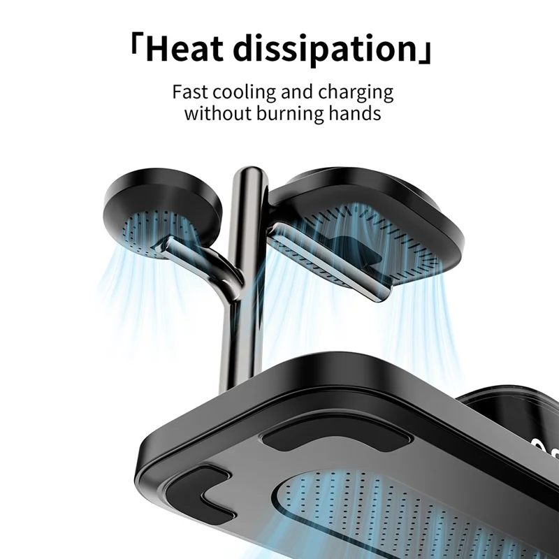 Chargeur sans fil magnétique Qi2.2 25W 5 en 1 + Enceinte Bluetooth + Réveil + Veilleuse + Affichage de l'heure - Noir