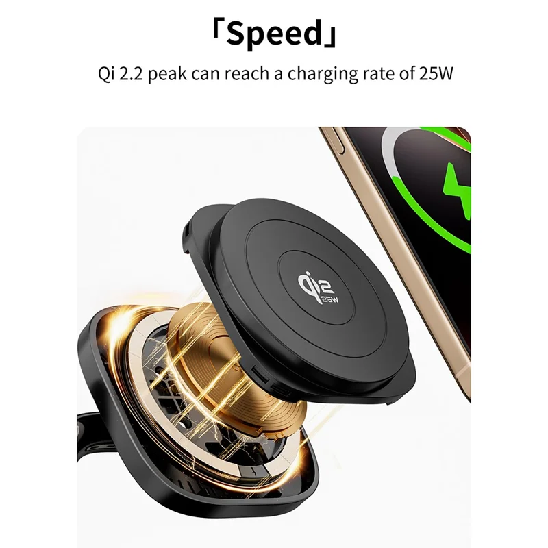 Chargeur sans fil magnétique Qi2.2 25W 5 en 1 + Enceinte Bluetooth + Réveil + Veilleuse + Affichage de l'heure - Noir