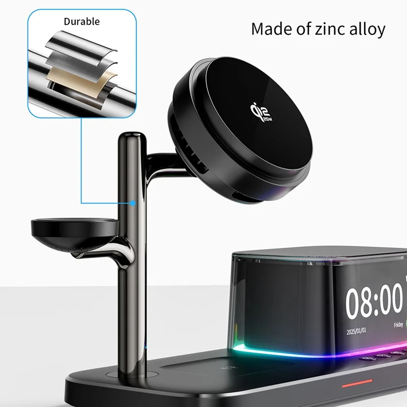 C09PRO Qi2.2 25W Caricatore Wireless Magnetico Multifunzione Ricarica Rapida Stand di Raffreddamento Altoparlante Compatibile Bluetooth - Nero