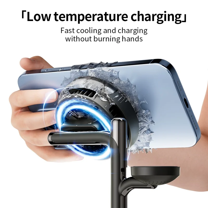 C09PRO Qi2.2 25W Caricatore Wireless Magnetico Multifunzione Ricarica Rapida Stand di Raffreddamento Altoparlante Compatibile Bluetooth - Nero