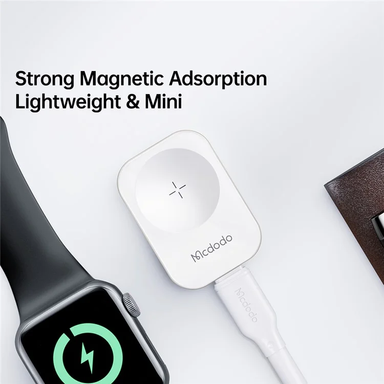 MCDODO CH-2060 pour Apple Watch Series 7 / SE / 6 / 5 / 4 / 3 / 2 / 1 Chargeur sans fil magnétique portable, Blanc