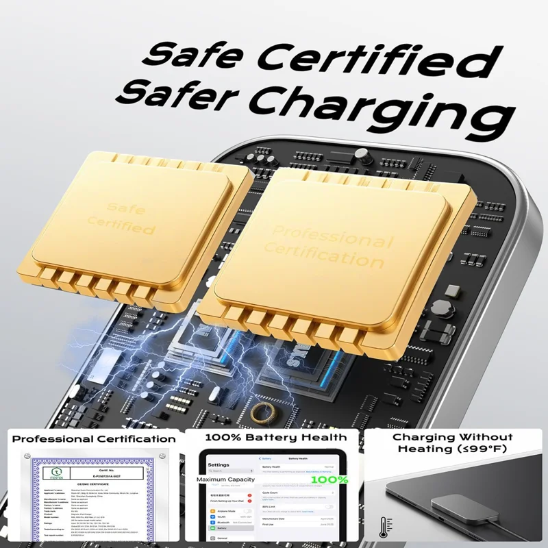 Carregador Magnético Sem Fio para iPad Pro 13 (2025) Pad de Carregamento Rápido com Cabo USB-C