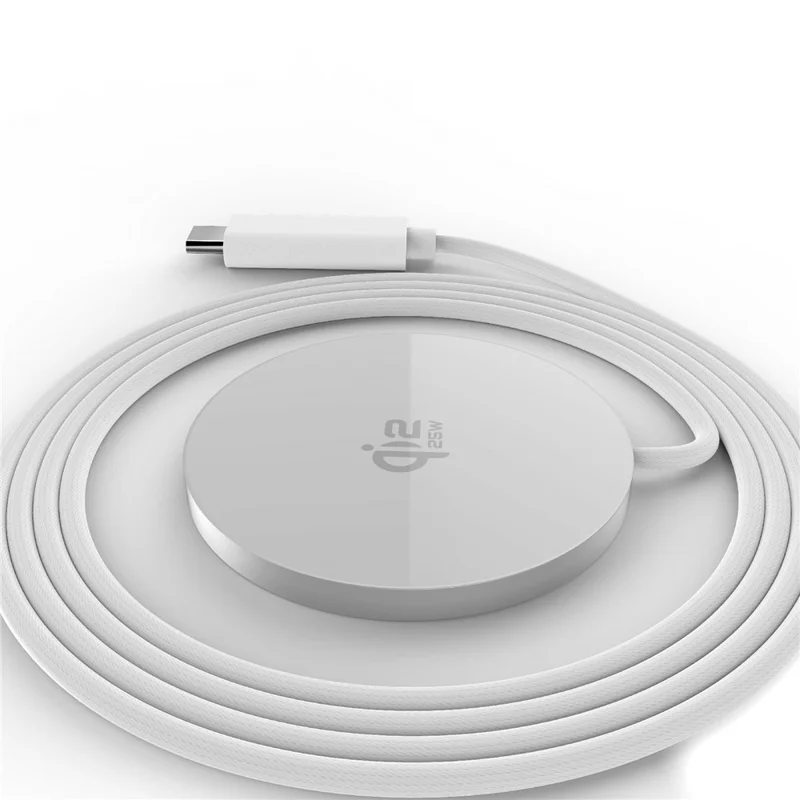 Chargeur sans fil magnétique QI2.2 25 W pour iPhone 12-17, charge rapide, tapis de charge portable - Blanc