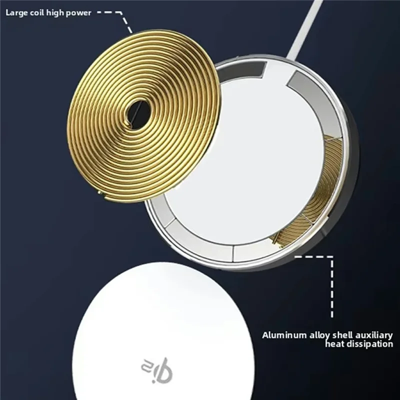 Chargeur sans fil magnétique QI2.2 25 W pour iPhone 12-17, charge rapide, tapis de charge portable - Blanc