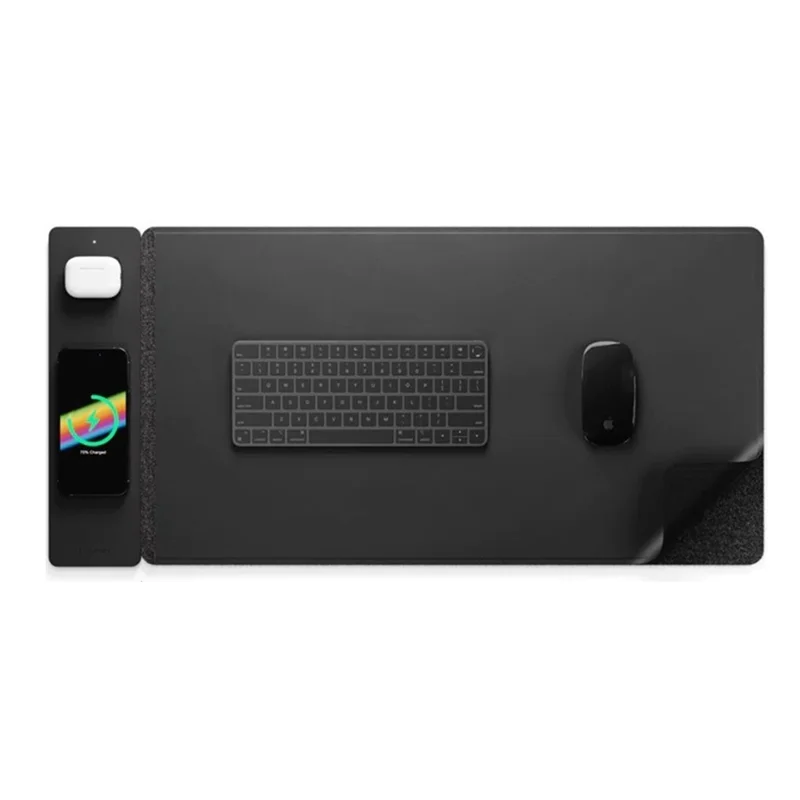 S1300 Kabelloses Ladegerät-Mauspad Großes Wasserdichtes Schreibtischpad Schnellladung für Zuhause/Büro - Schwarz