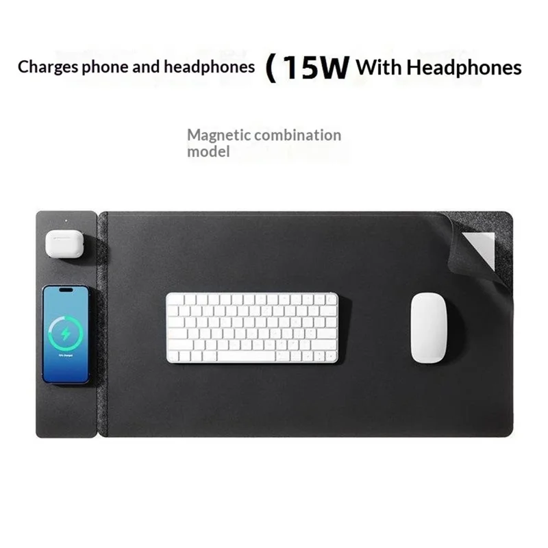S1300 Kabelloses Ladegerät-Mauspad Großes Wasserdichtes Schreibtischpad Schnellladung für Zuhause/Büro - Schwarz