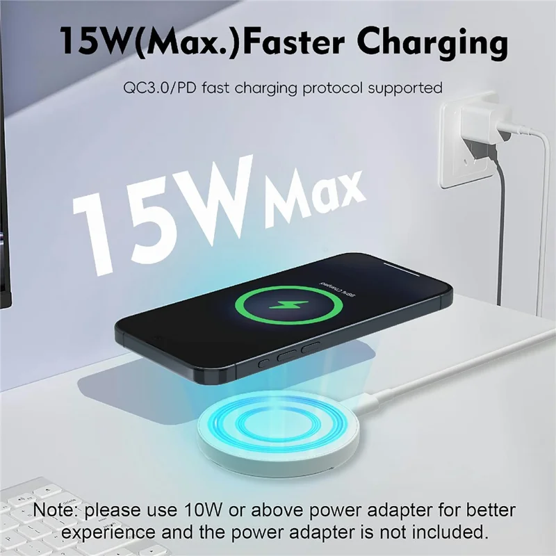 Chargeur sans fil magnétique 6 en 1 avec support, charge rapide maximale de 15 W - Noir