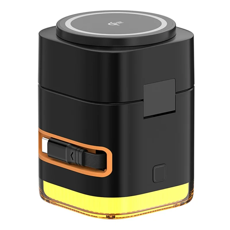 C53 QI2 5 in 1 Foldable Magnetic Wireless Charger 15W Fast Charging Charger Built-in Retractable Cable with Adjustable LED Night Light - Black