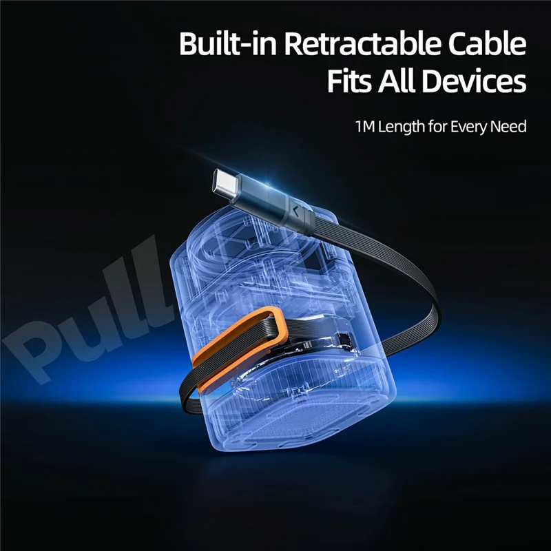 C53 QI2 5 in 1 Foldable Magnetic Wireless Charger 15W Fast Charging Charger Built-in Retractable Cable with Adjustable LED Night Light - Black