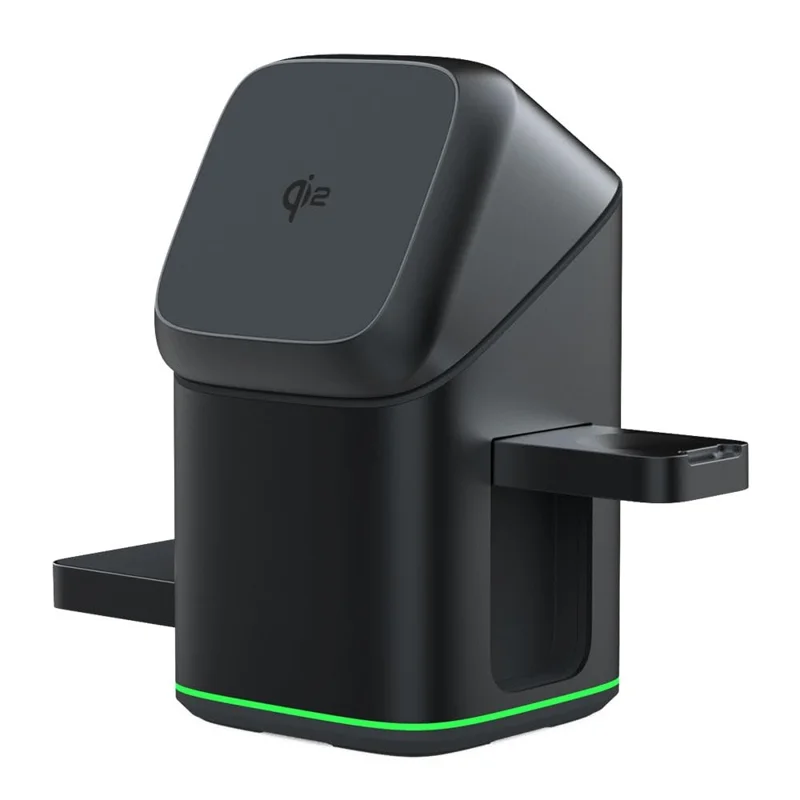 V23 3 in 1 Wireless Charger for iPhone, iWatch, AirPods Charging Dock 180-Degree Rotating Magnetic Qi2 Certified - Black