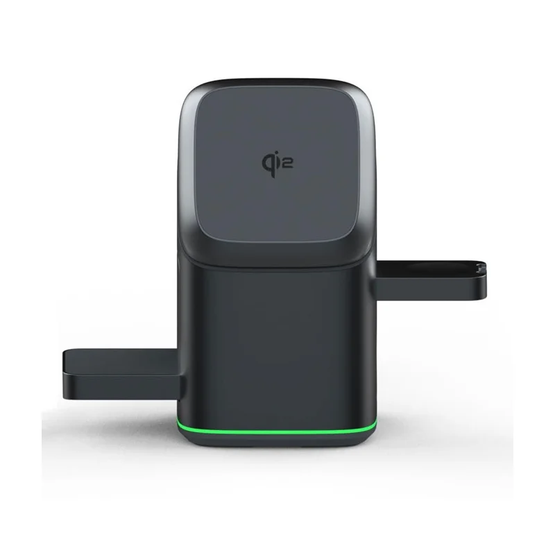 V23 3 in 1 Wireless Charger for iPhone, iWatch, AirPods Charging Dock 180-Degree Rotating Magnetic Qi2 Certified - Black