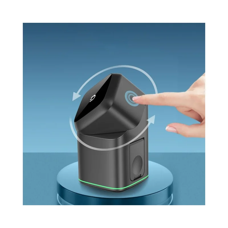 V23 3 in 1 Wireless Charger for iPhone, iWatch, AirPods Charging Dock 180-Degree Rotating Magnetic Qi2 Certified - Black