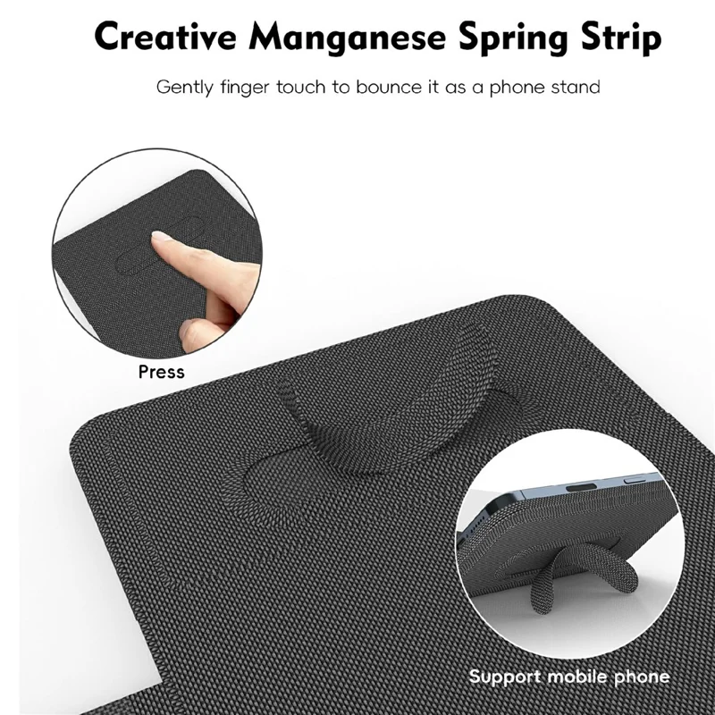 15W Leather Foldable Mouse Pad Wireless Charging Stand Writing Board with Magnetic Fast Charging for Meetings - Black