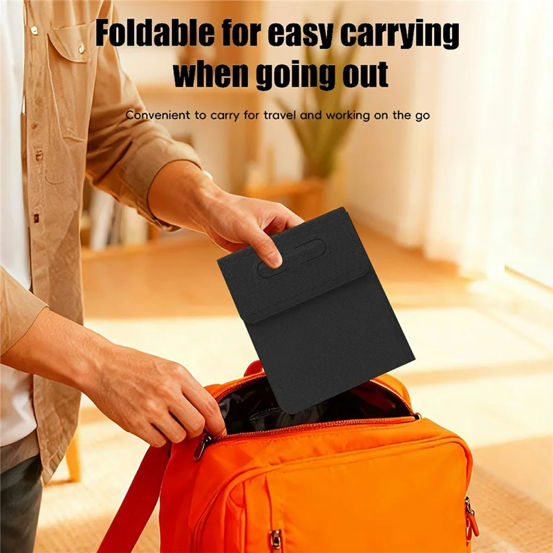 15W Leather Foldable Mouse Pad Wireless Charging Stand Writing Board with Magnetic Fast Charging for Meetings - Black