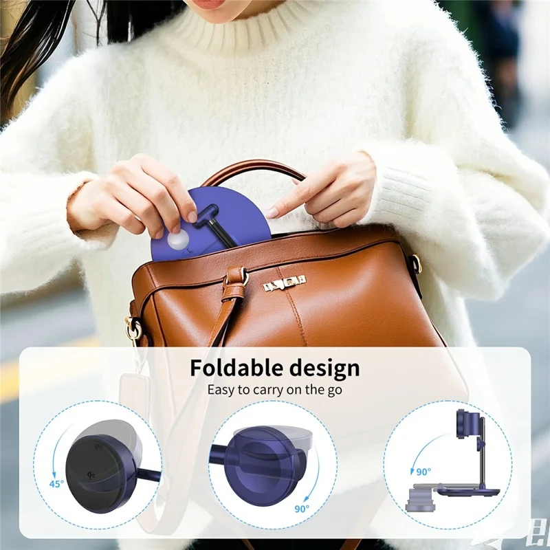 MC07 Folding Magnetic 15W Cooling Wireless Charger Qi2 Compatible Cellphone Charging Stand with Motion Sensor Night Light - Blue+Black