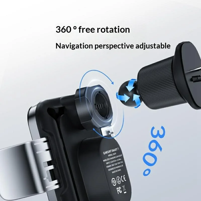 MOMAX Q.MOUNT SMART 7 Car Phone Holder Wireless Charger 15W Fast Charging Air Vent Mount