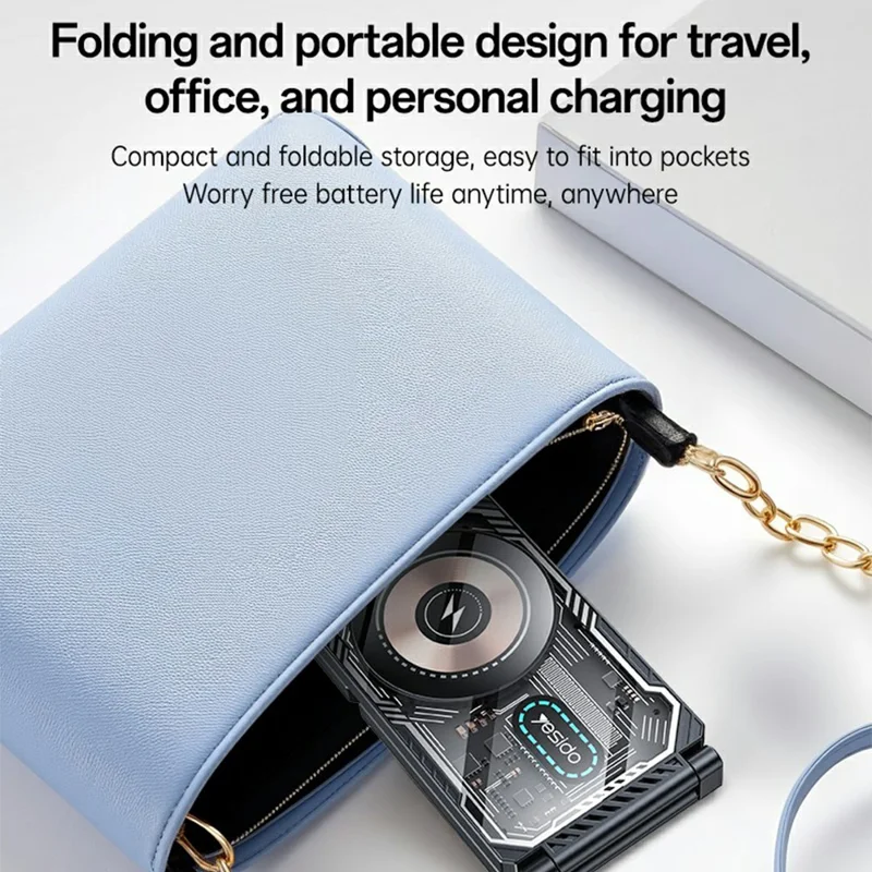 YESIDO DS25 3 in 1 Folding Wireless Charger Magnetic Charging Station for Phone / Watch / Earbuds - Black